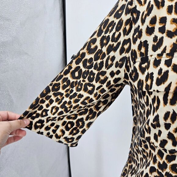 Equipment Short Sleeve Slim Signature Silk Shirt Leopard Print Womens XXS Preppy - Picture 5 of 10